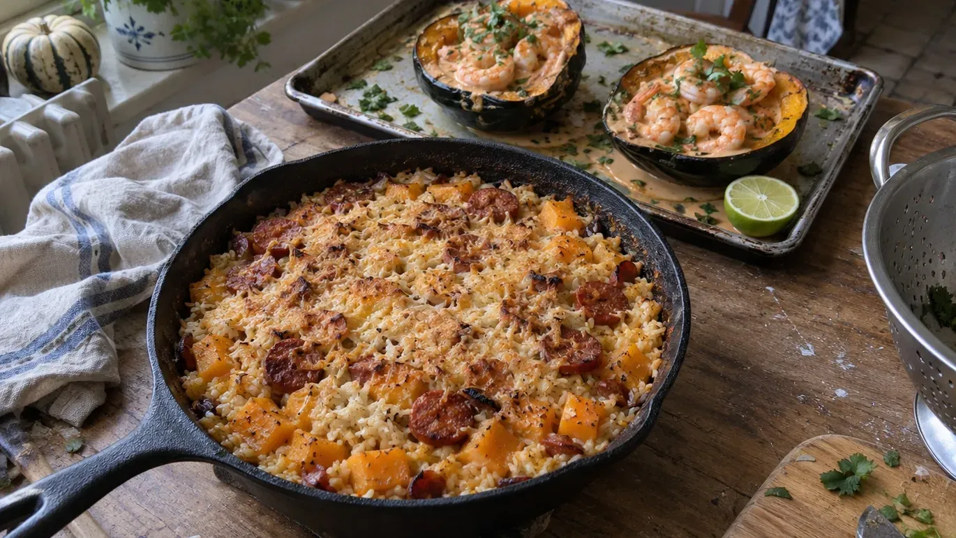 2 plats de courge à connaître avant l'hiver : un gratin sous 1 heure, des crevettes en 30 minutes