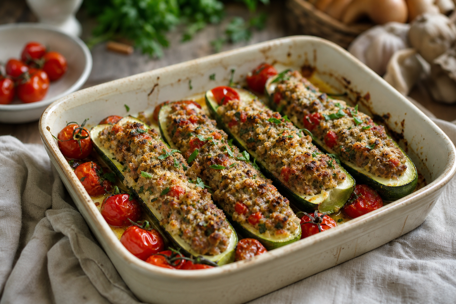 La courgette farcie au four : une recette moelleuse et facile