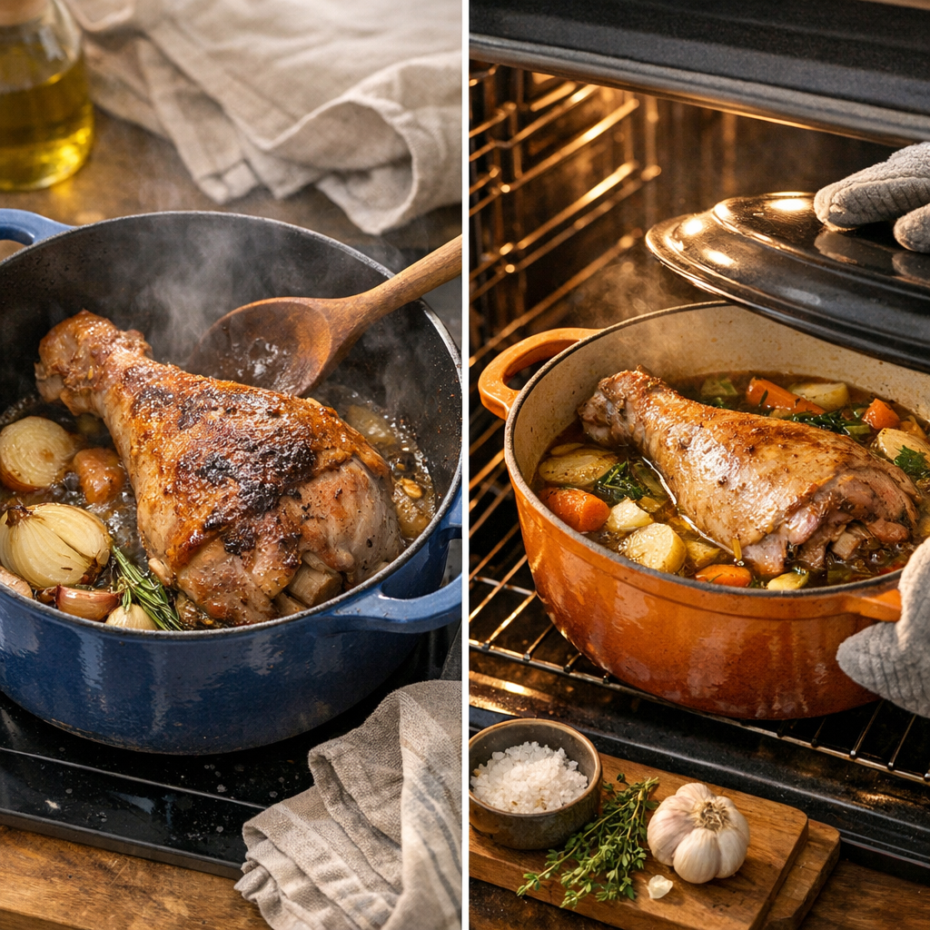 Étapes de la recette : dorer, oui — mais surtout choisir le bon mode de cuisson selon le résultat voulu