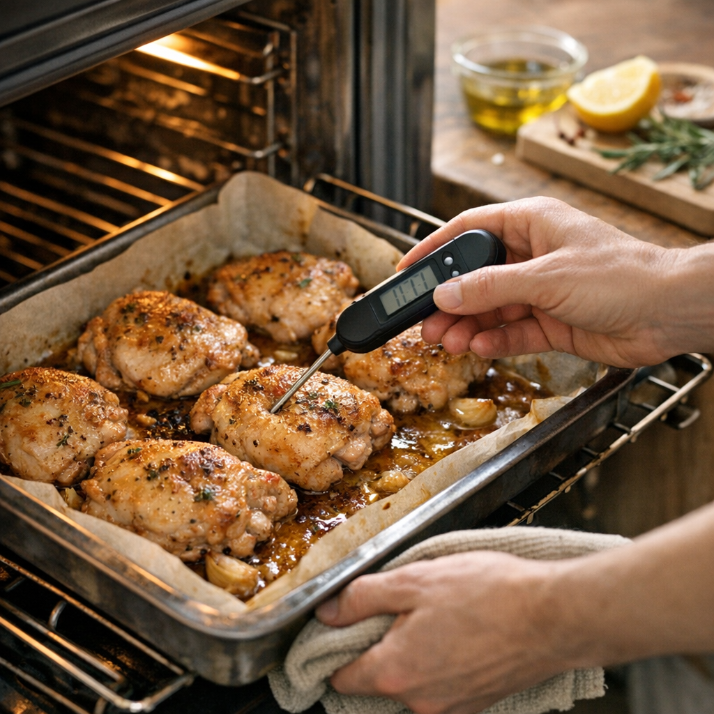 Faut-il adapter la cuisson si mes cuisses sont sans peau ou désossées, et quand commencer à vérifier ?