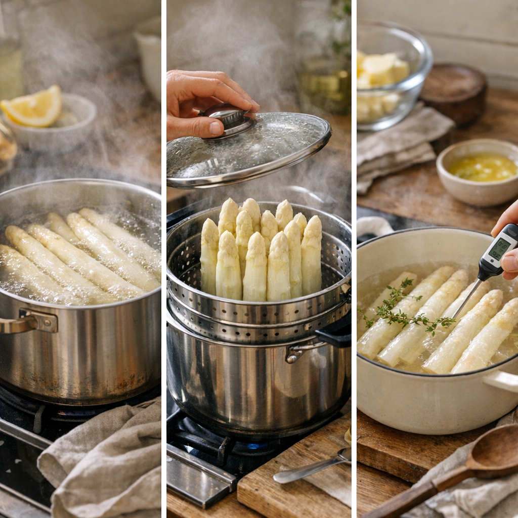 Comment cuire des asperges blanches à l’eau, à la vapeur ou en cuisson douce