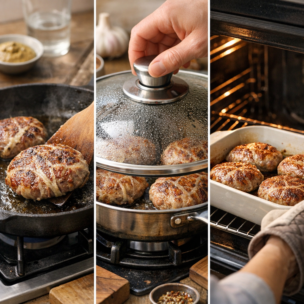 Choisissez votre mode de cuisson : poêle, couvercle ou four selon l'épaisseur