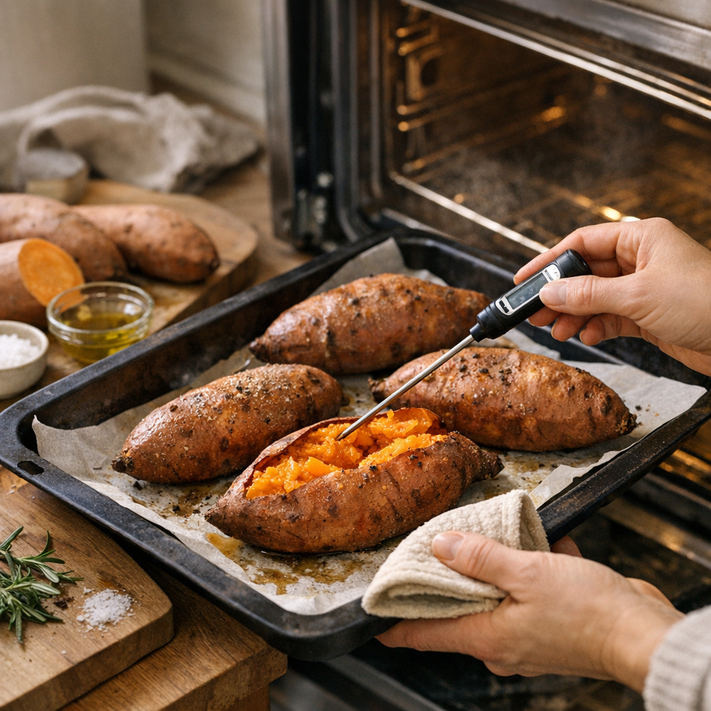 Patates douces au four : temps, température et gestes qui reviennent dans les sources