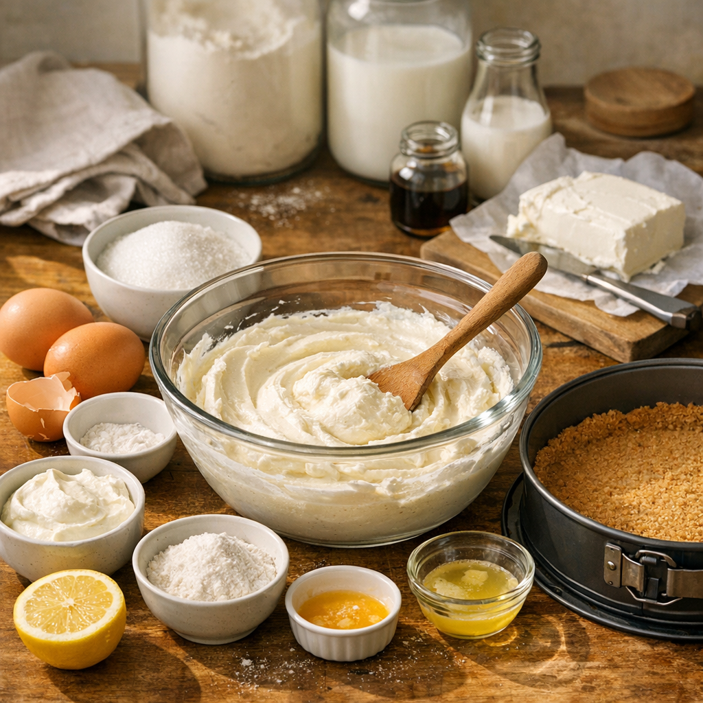 Ingrédients et préparation : une base simple pour un gâteau au fromage blanc réussi