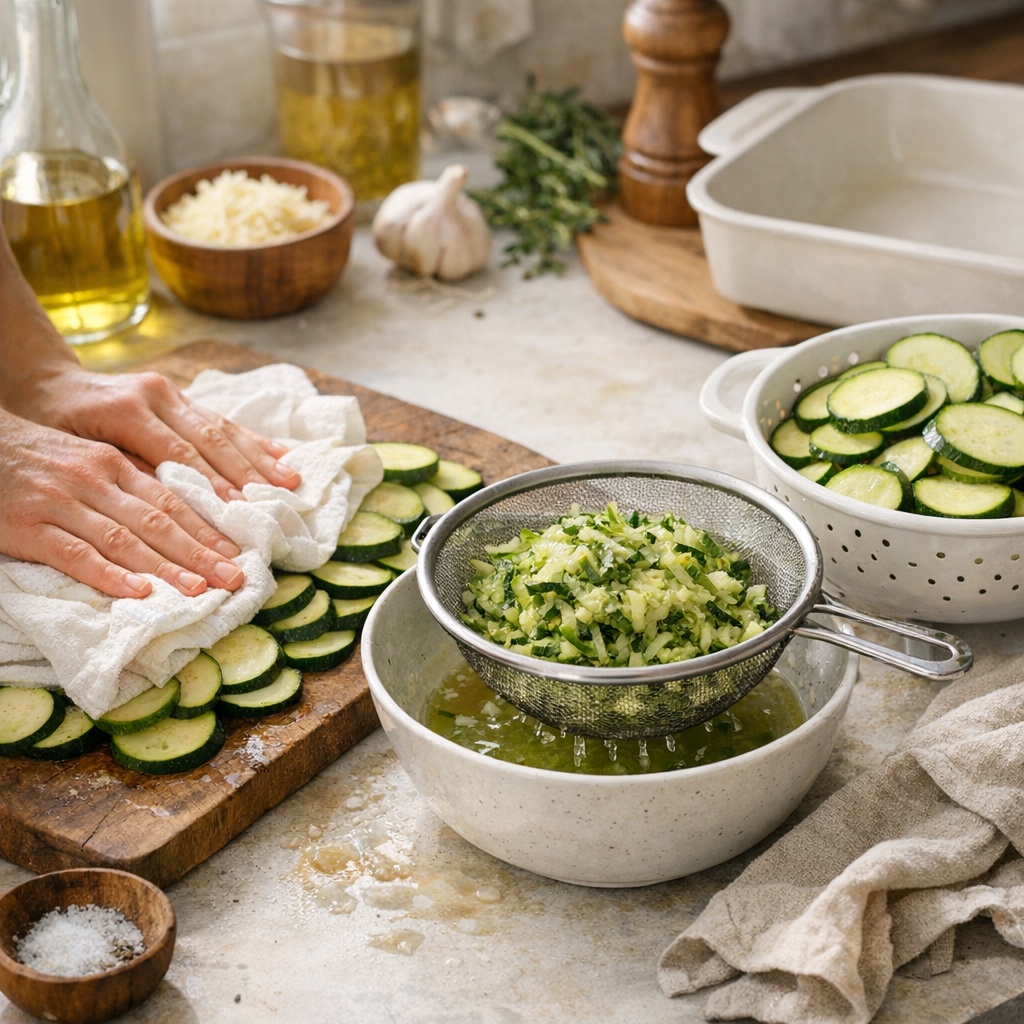 Préparation : comment éviter d’avoir de l’eau dans le gratin de courgette