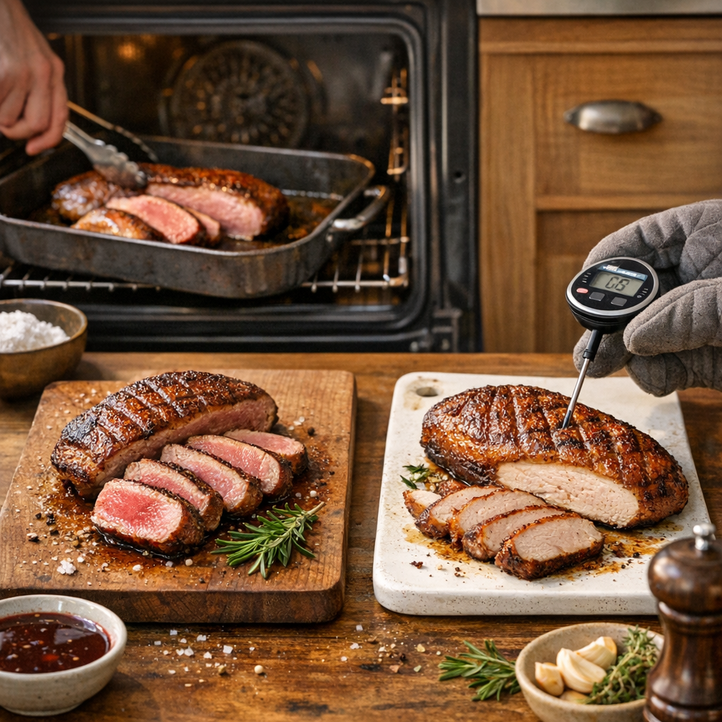 Le magret de canard doit-il être traité comme une viande rouge rosée ou comme une volaille à surveiller au four ?