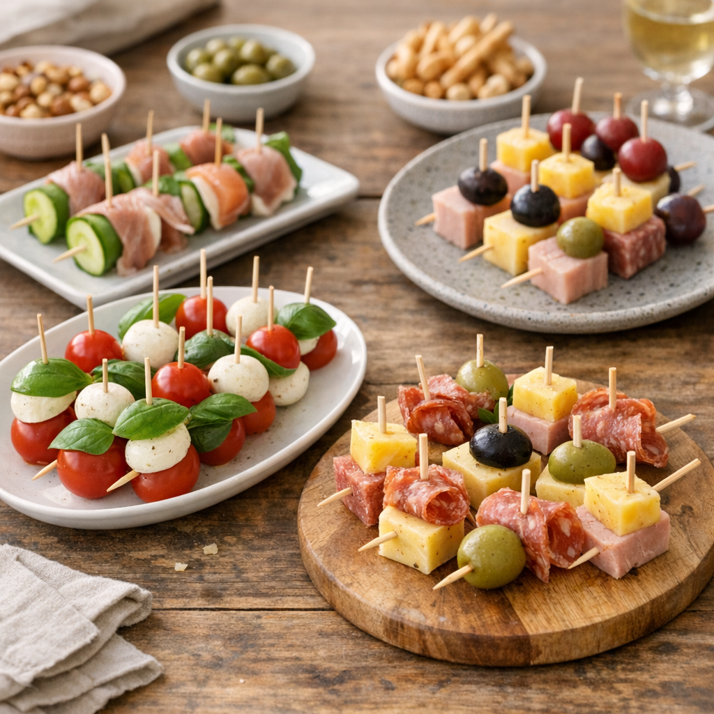 Quelles mini brochettes apéritives froides sont les plus faciles à assembler ?