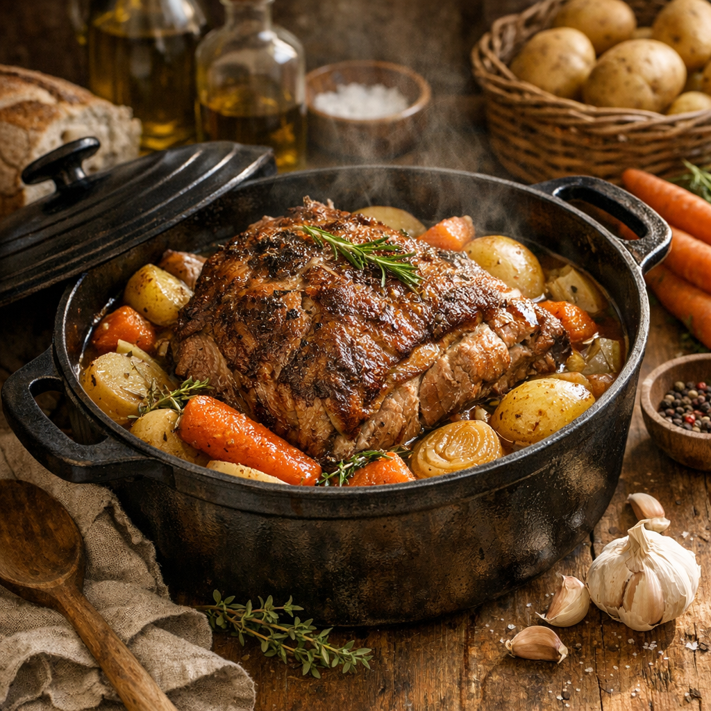 La Palette de porc se cuisine selon le sel, la cocotte ou le four