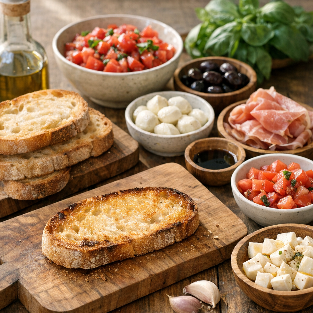 Recette bruschetta italienne : partez du pain, puis seulement de la garniture
