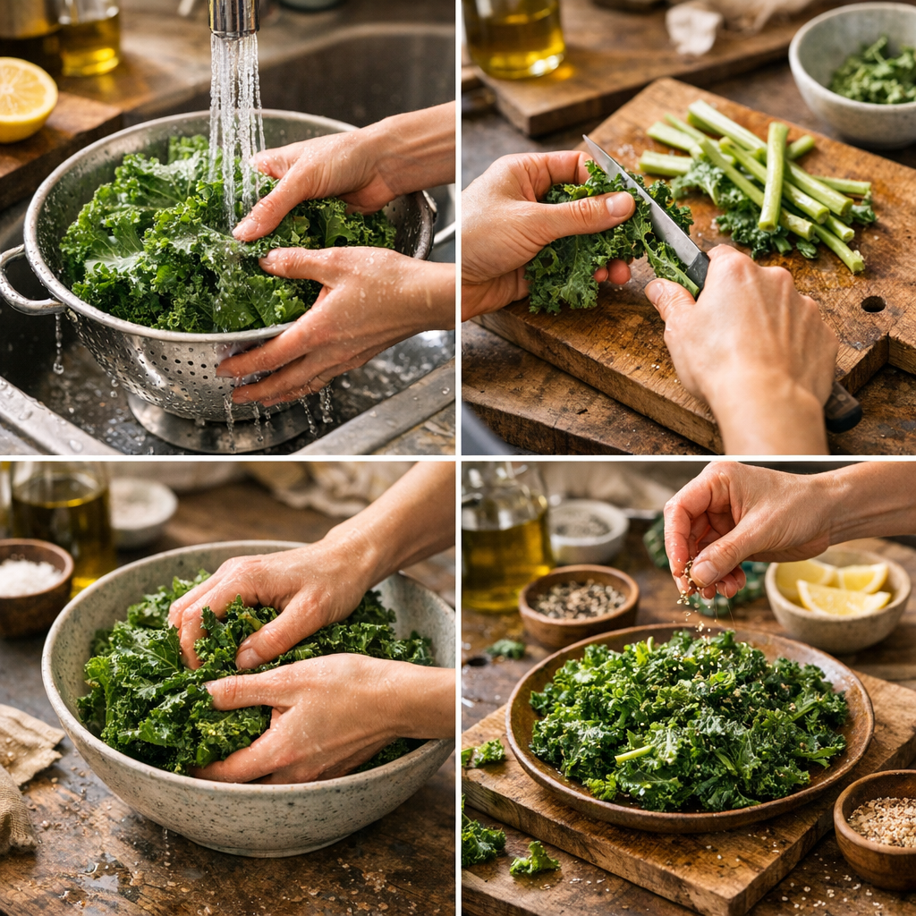 Bien préparer le chou kale : lavage, tiges, massage et gestes qui changent le goût