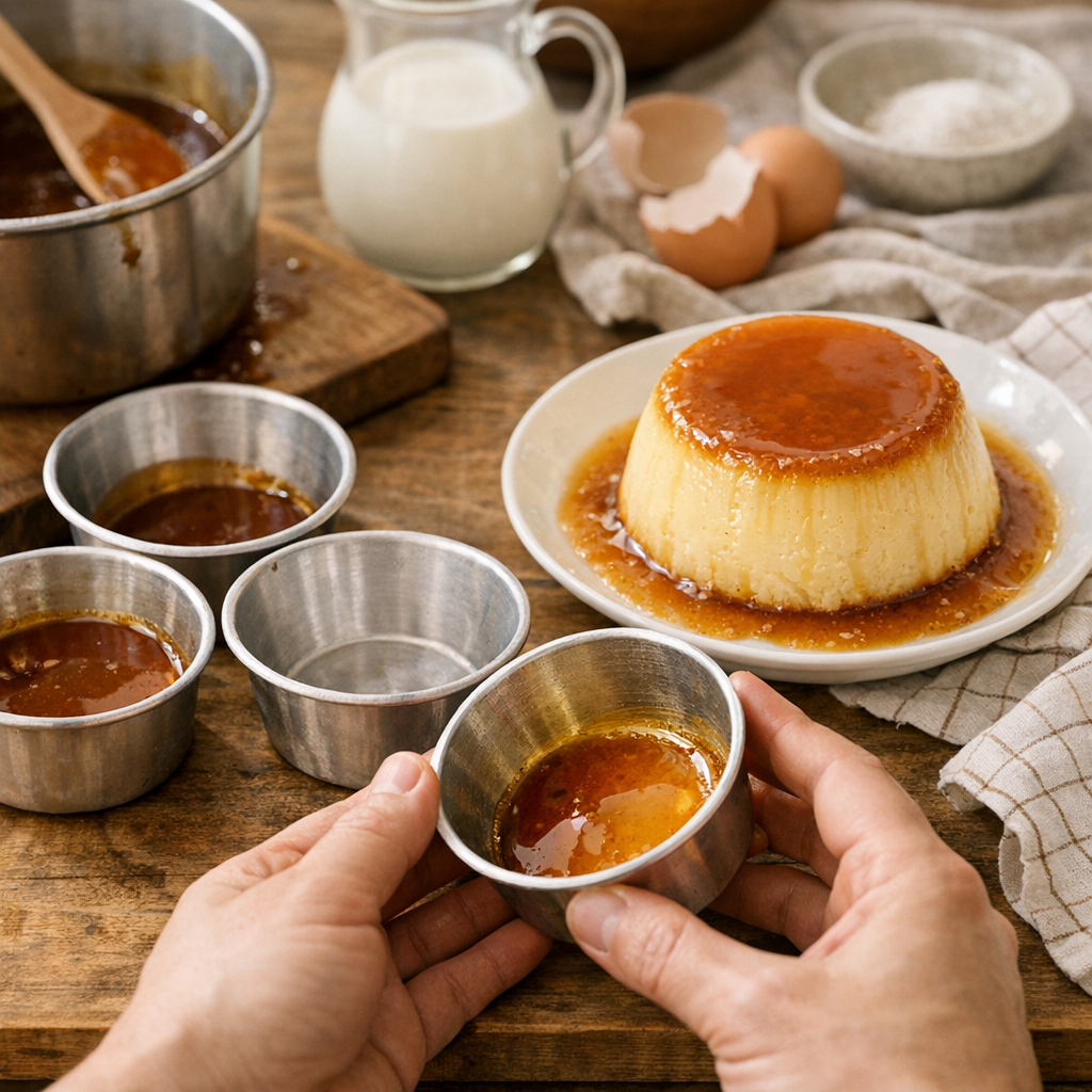 Le caramel doit-il être mis au fond du moule avant cuisson ? Oui, et cela change le démoulage comme l’identité du desser