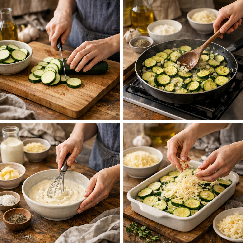 Préparation : la méthode simple pas à pas pour une recette gratin de courgette
