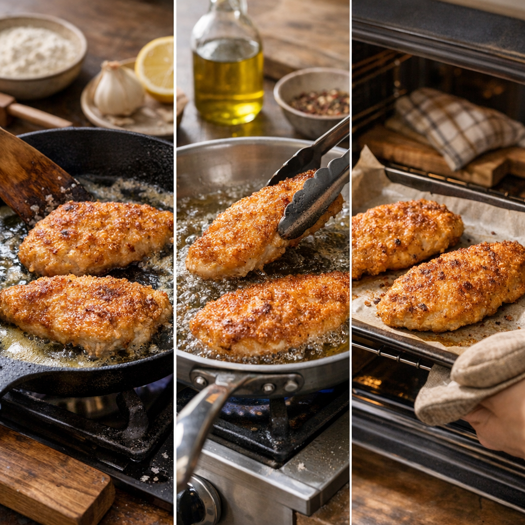 Cuisson du poulet pané : poêle au beurre, huile ou sans friture, que change vraiment chaque méthode ?