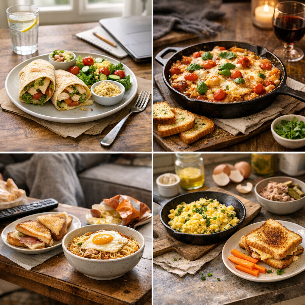 Quels plats rapides faire selon le moment : midi, soir, flemme ou frigo presque vide