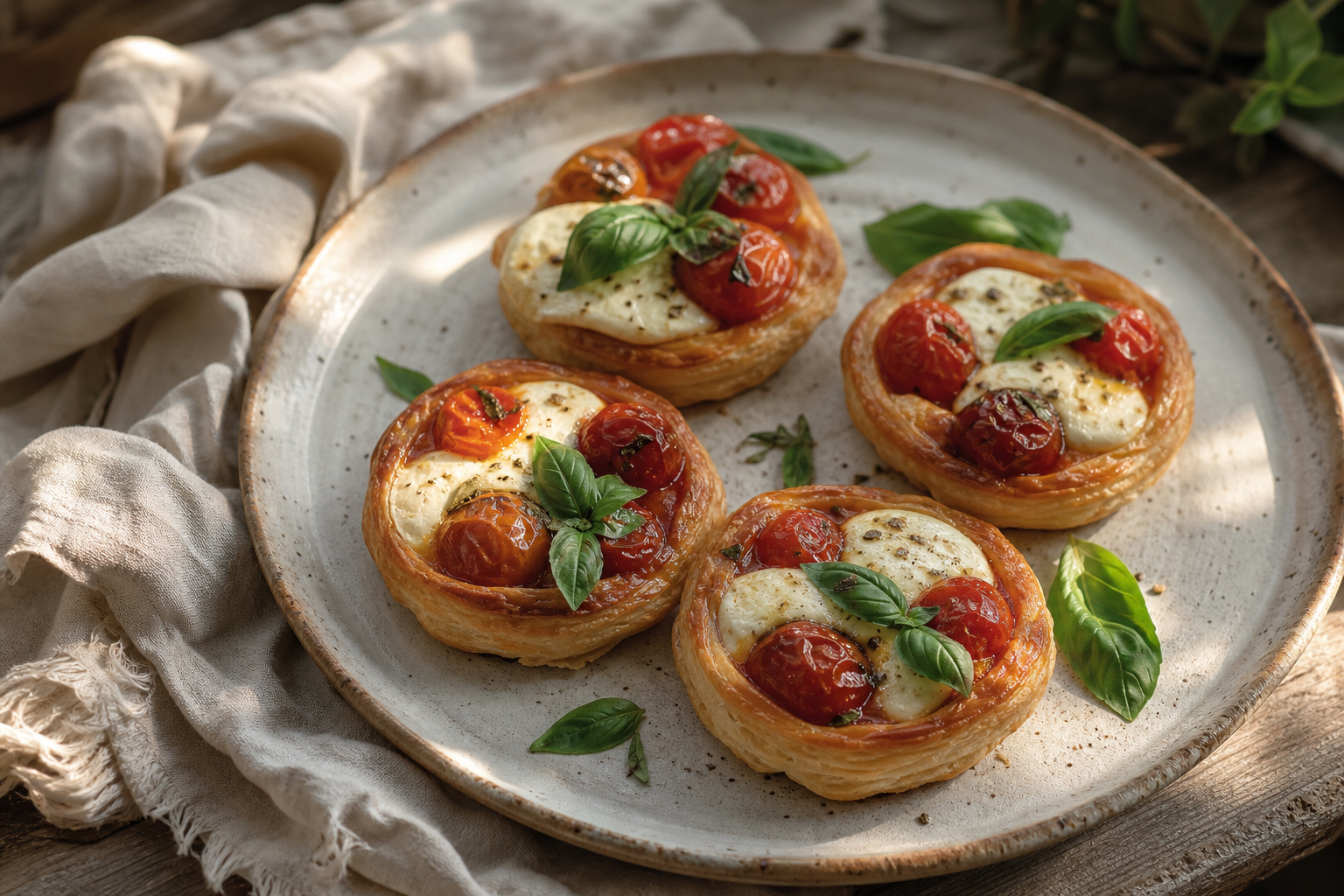 Ces tartelettes tomate mozzarella gardent une pâte croustillante
