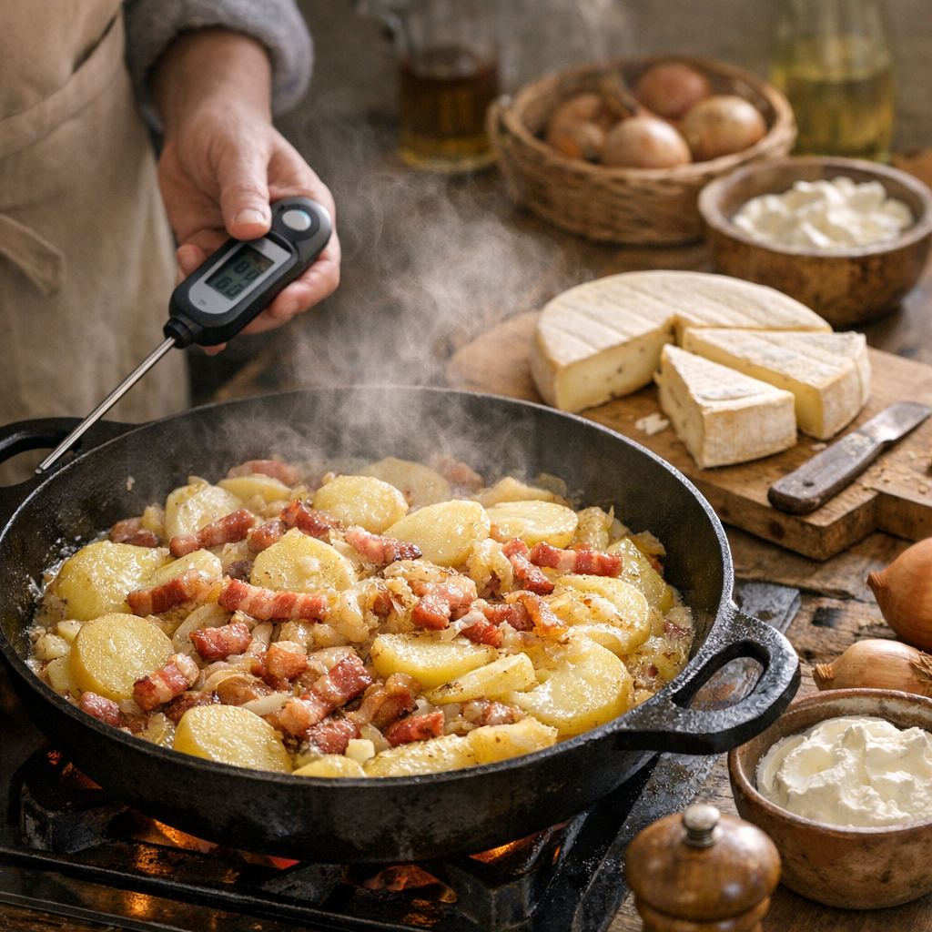 Comment faire une tartiflette savoyarde vraiment réussie : méthode précise, températures et signes visuels