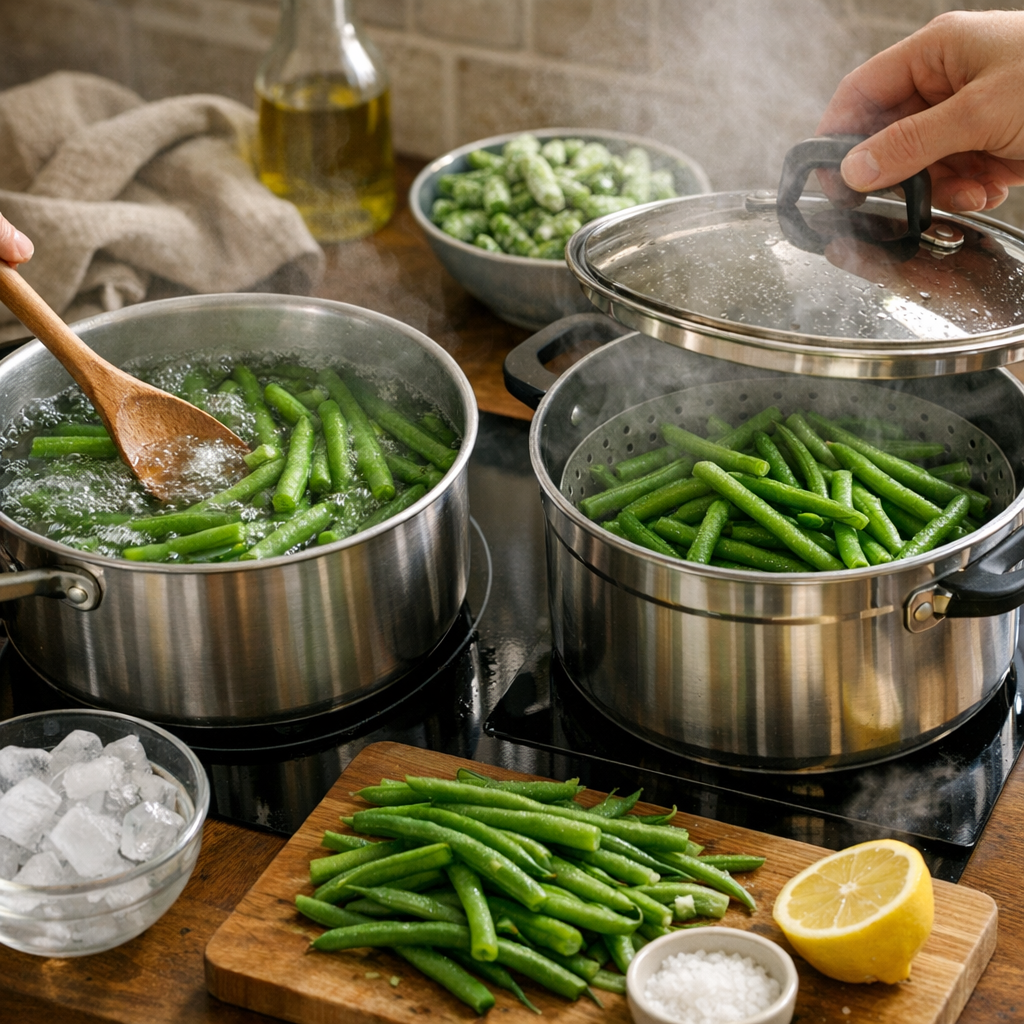 Comment faire cuire des haricots verts frais ou surgelés à l’eau et à la vapeur