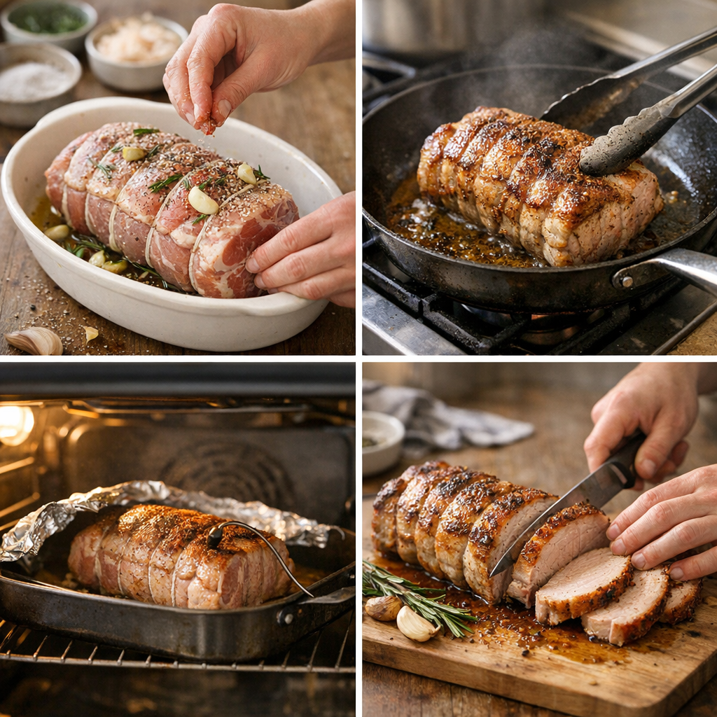 La méthode simple en 4 étapes pour cuire un rôti de porc moelleux au four